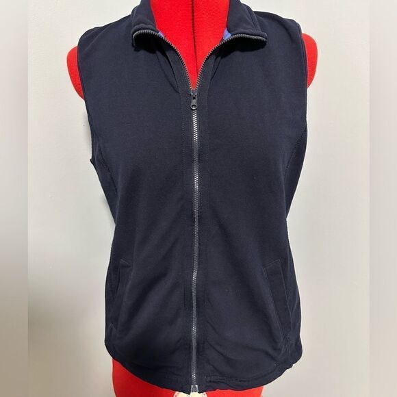 Talbots Women's Vest Navy Blue. Front zip vest with pockets Size M - Picture 1 of 6